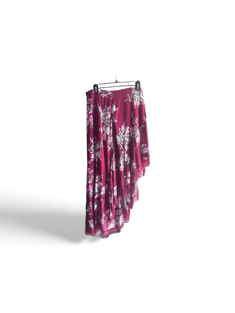 Express Asymmetrical Floral Skirt in Magenta and White